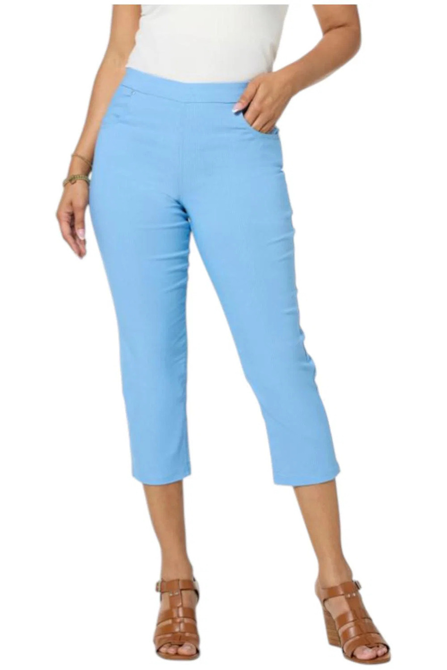 HUE Women's Everyday Stretch Knit Pull-On Capri Pant Chambray - Regular